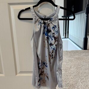 White House Black Market Floral Sleeveless Top - Blue and Brown